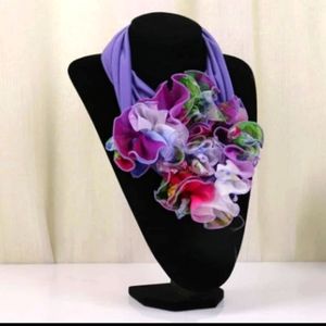 NEW Bohemian Floral Collar Scarf Flower Neckerchief Ring Neck Scarves in Purple